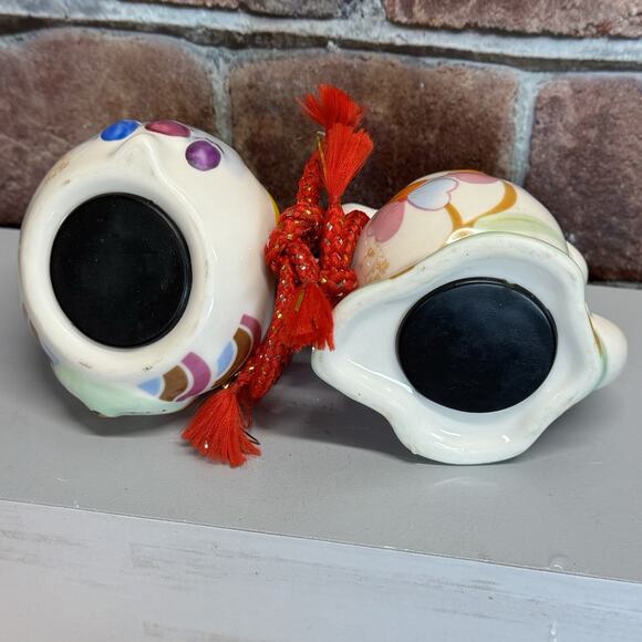 Set of 2 Vintage Japan Maneki Neko Lucky Cat Ceramic Coin Banks Statues - Picture 5 of 11